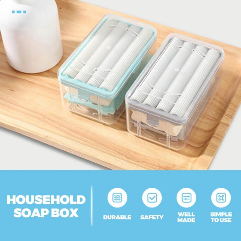 Soap Dish with Rollar Soap Box Easy Carry Soap Dish with Lid