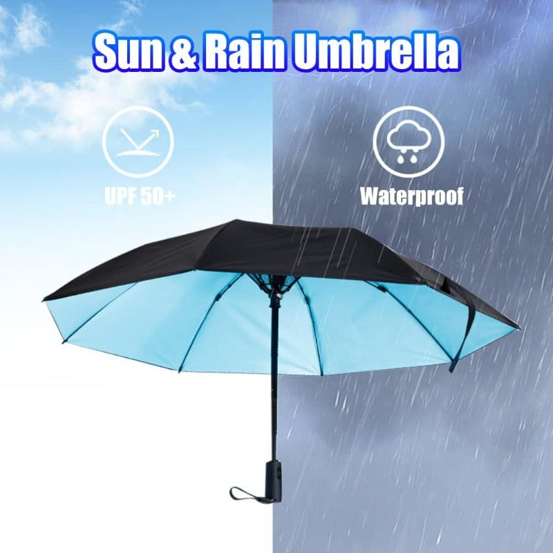 UV Sun Umbrella with Fan Portable Cooling Fan Umbrella UPF 50+