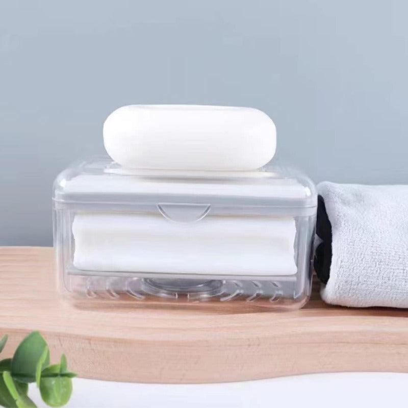 Soap Dish with Rollar Soap Box Easy Carry Soap Dish with Lid