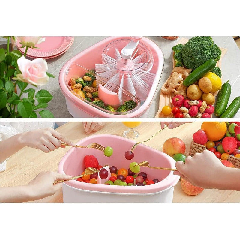 Fruit and Vegetable Washing Machine with Sided Spin Scrubber Brush