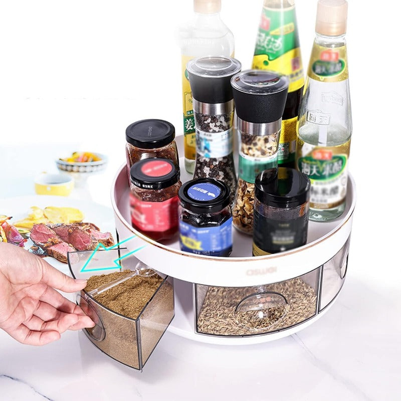 Multifunctional Kitchen Spice Box,Revolving Seasoning Spice Container