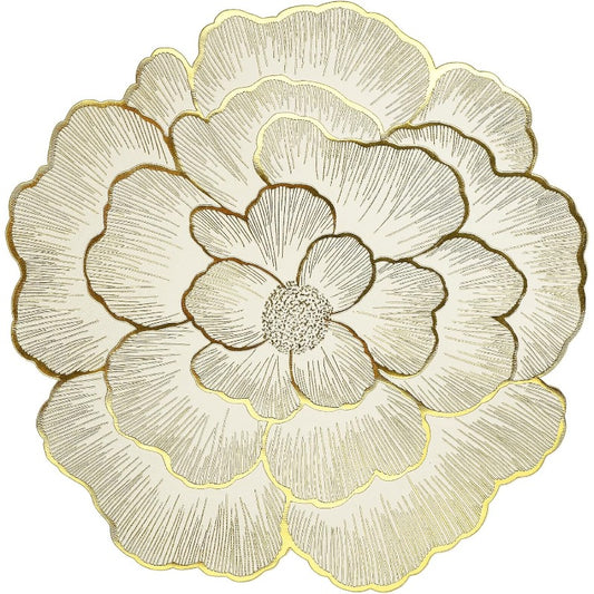 Round Floral Placemats Set of 6 Gold Rose-Shaped Placemats