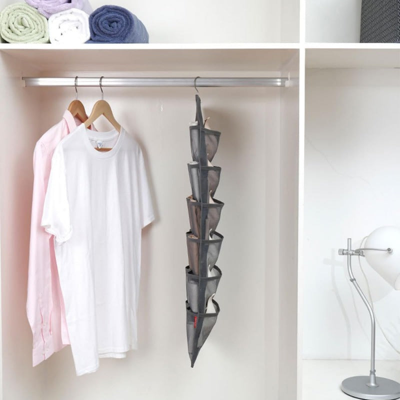 Double Sided Hanging Underwear Organizer Wardrobe Storing Bags grey