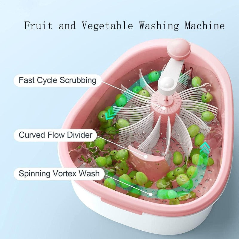 Fruit and Vegetable Washing Machine with Sided Spin Scrubber Brush