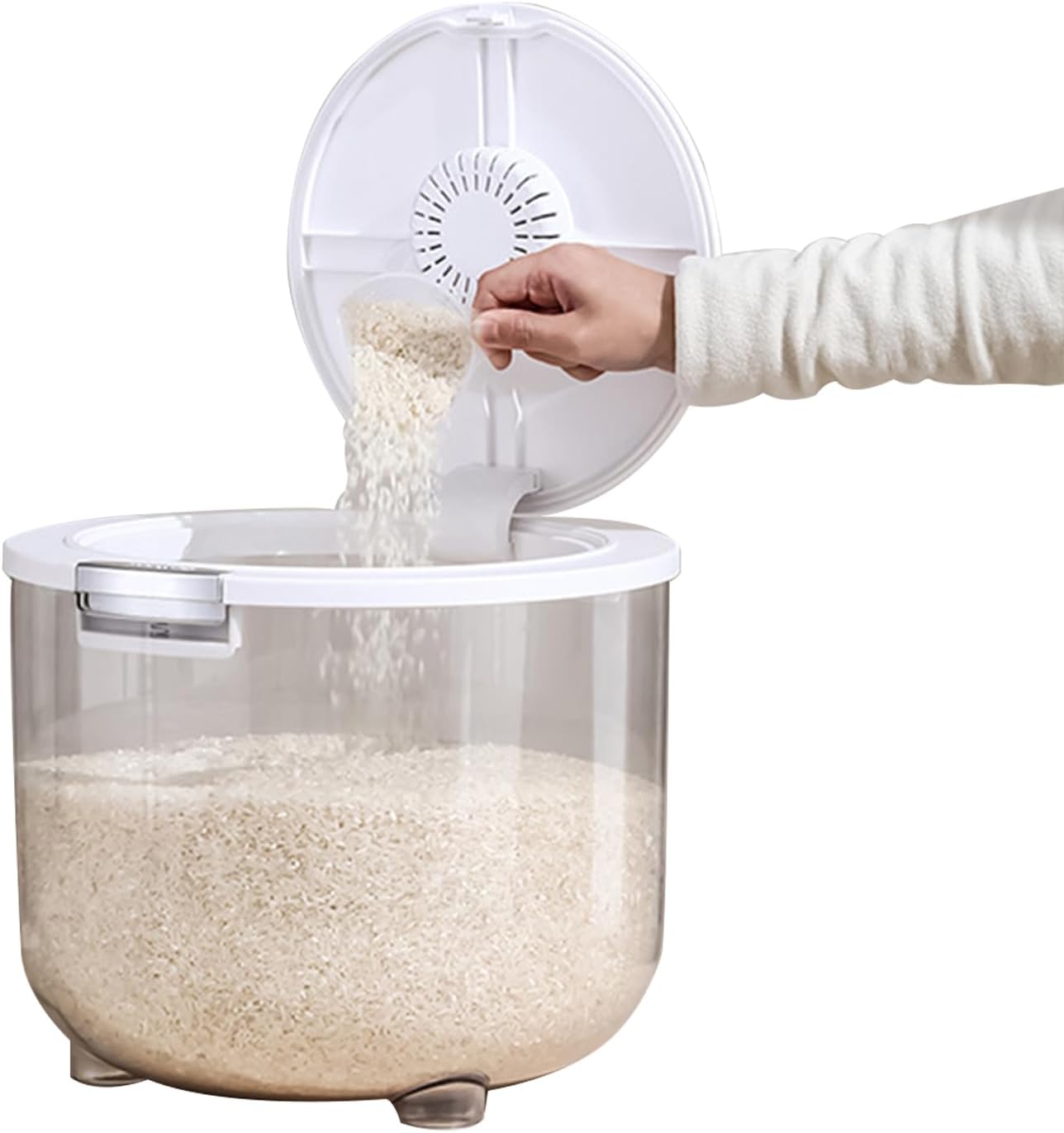 20Lb Rice Container Clear Rice Dispenser with Measuring Cup