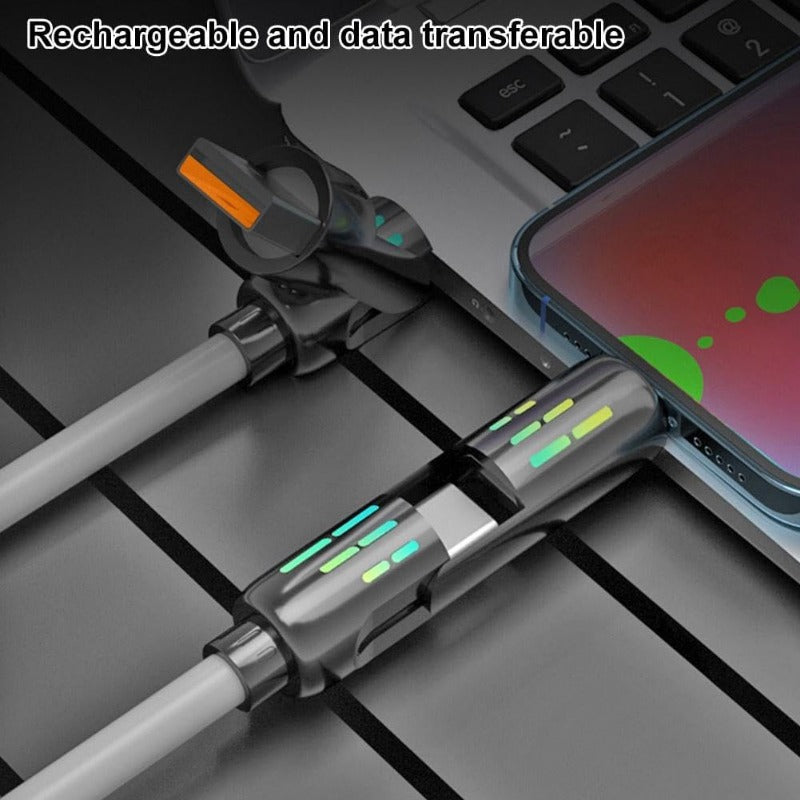 240w 4-in-1 USB C Charging Cables with Breathing Light