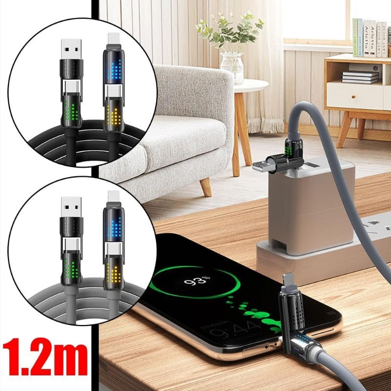 240w 4-in-1 USB C Charging Cables with Breathing Light