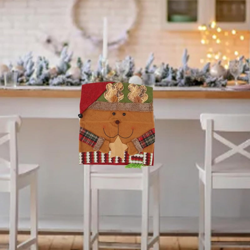 Easy to Install Soft Anti Wrinkle Christmas Dining Chair Slipcovers