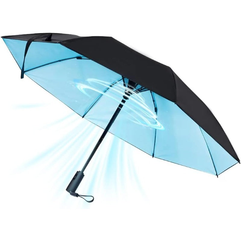 UV Sun Umbrella with Fan Portable Cooling Fan Umbrella UPF 50+