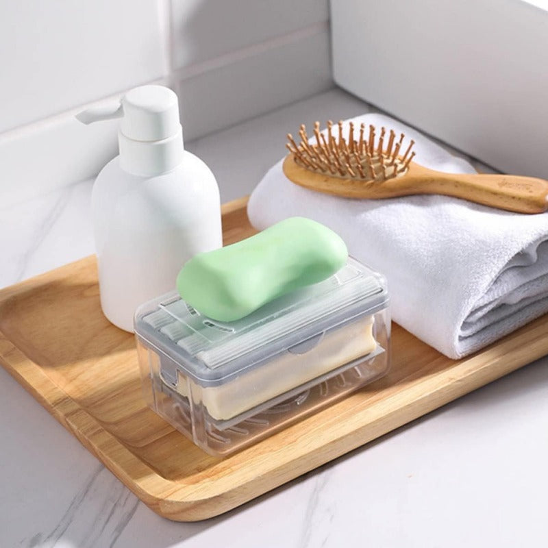 Soap Dish with Rollar Soap Box Easy Carry Soap Dish with Lid