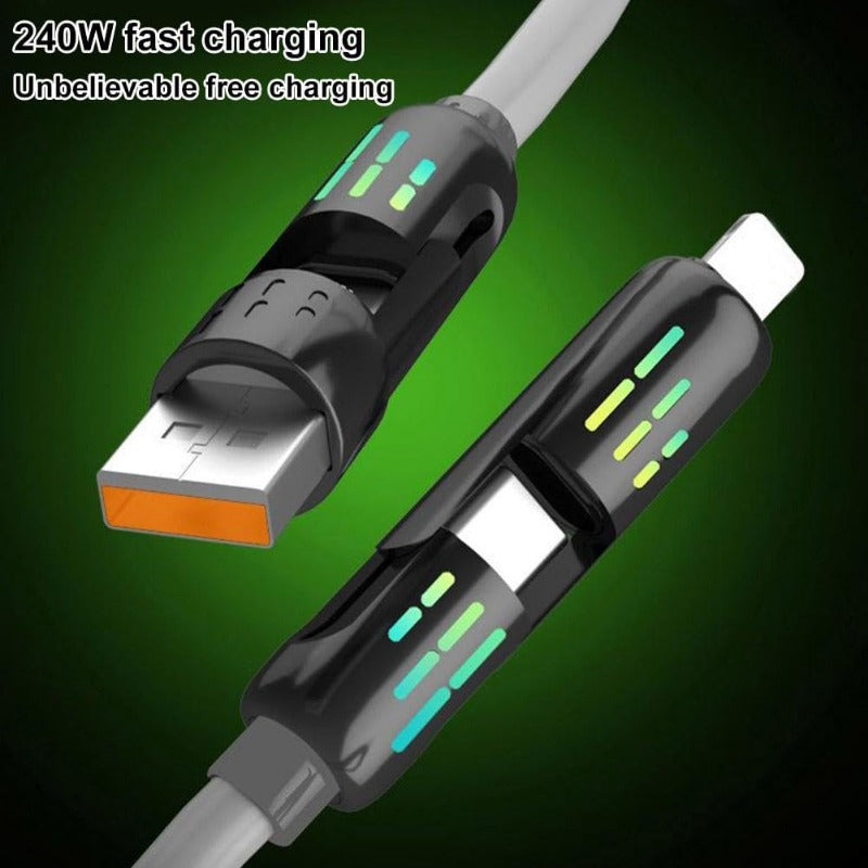 240w 4-in-1 USB C Charging Cables with Breathing Light