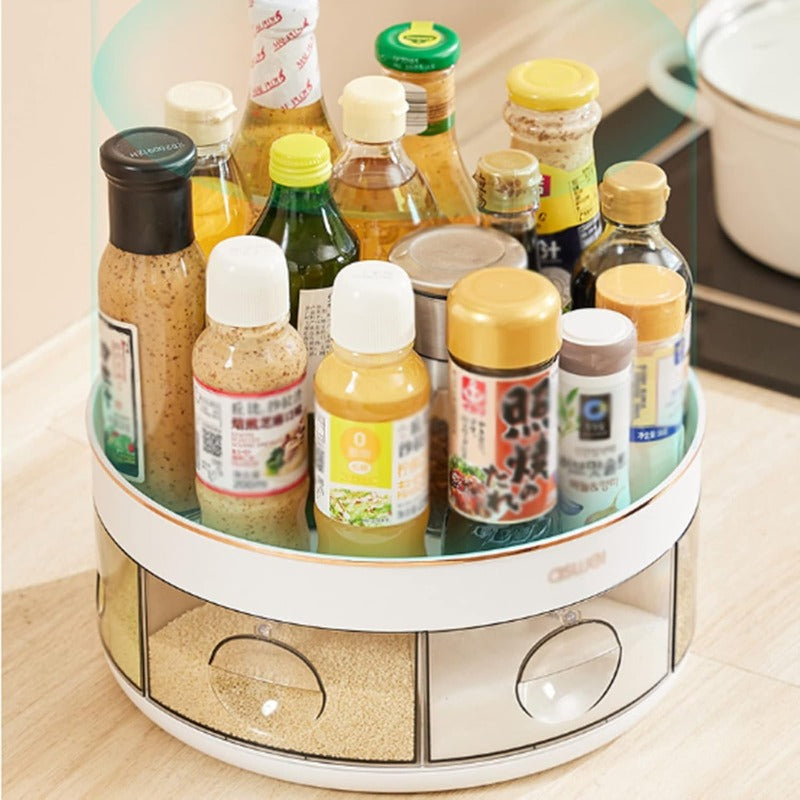 Multifunctional Kitchen Spice Box,Revolving Seasoning Spice Container