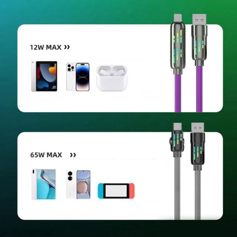 240w 4-in-1 USB C Charging Cables with Breathing Light