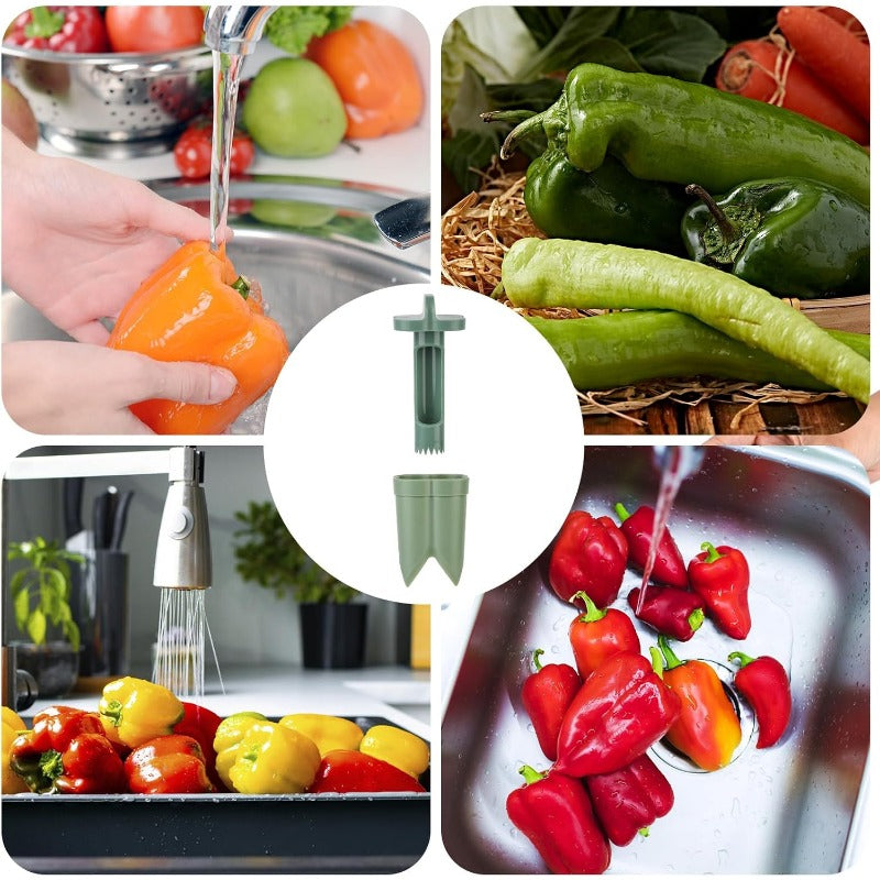 Pepper Deseeder Bell Pepper Corer Tool 2 in1 Fruit Corer