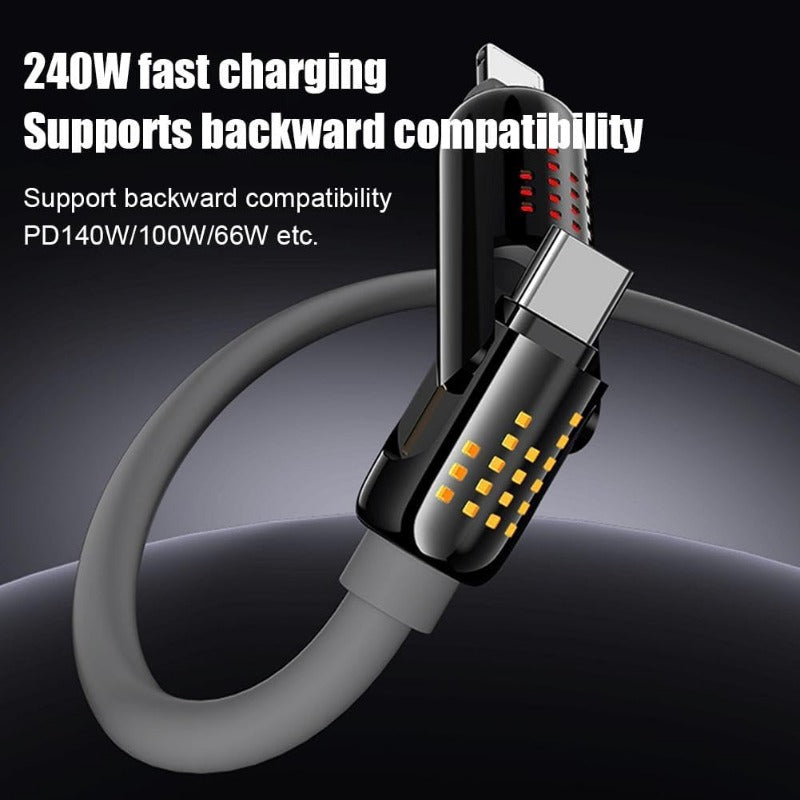 240w 4-in-1 USB C Charging Cables with Breathing Light