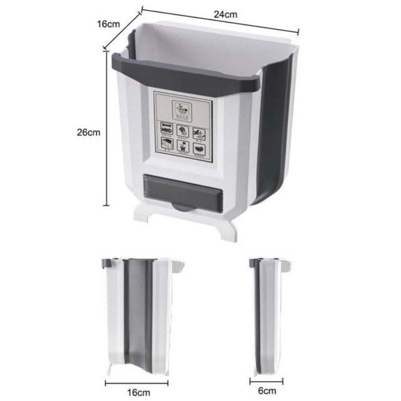 Hanging Trash Cash Folding Waste Bin Space-Saving Trash Can