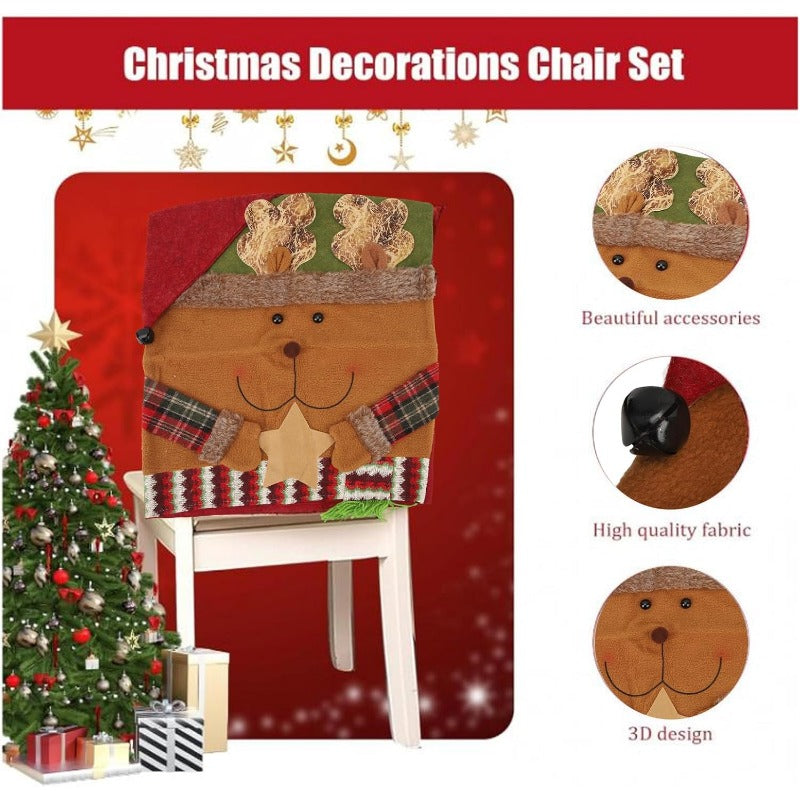 Easy to Install Soft Anti Wrinkle Christmas Dining Chair Slipcovers