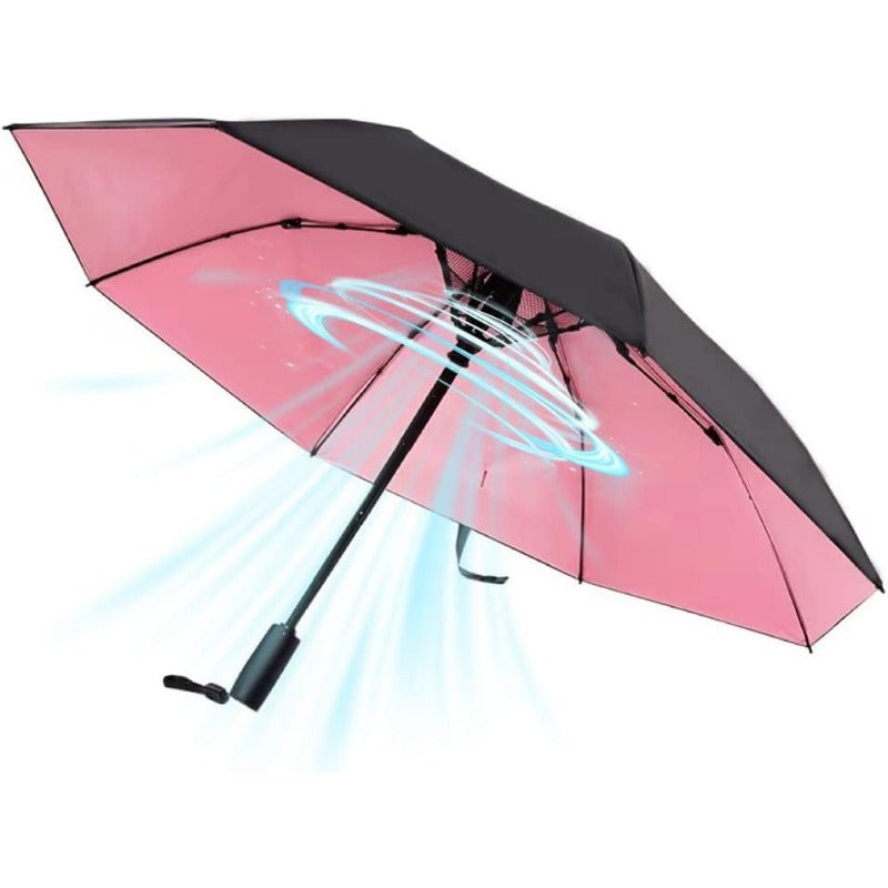 UV Sun Umbrella with Fan Portable Cooling Fan Umbrella UPF 50+