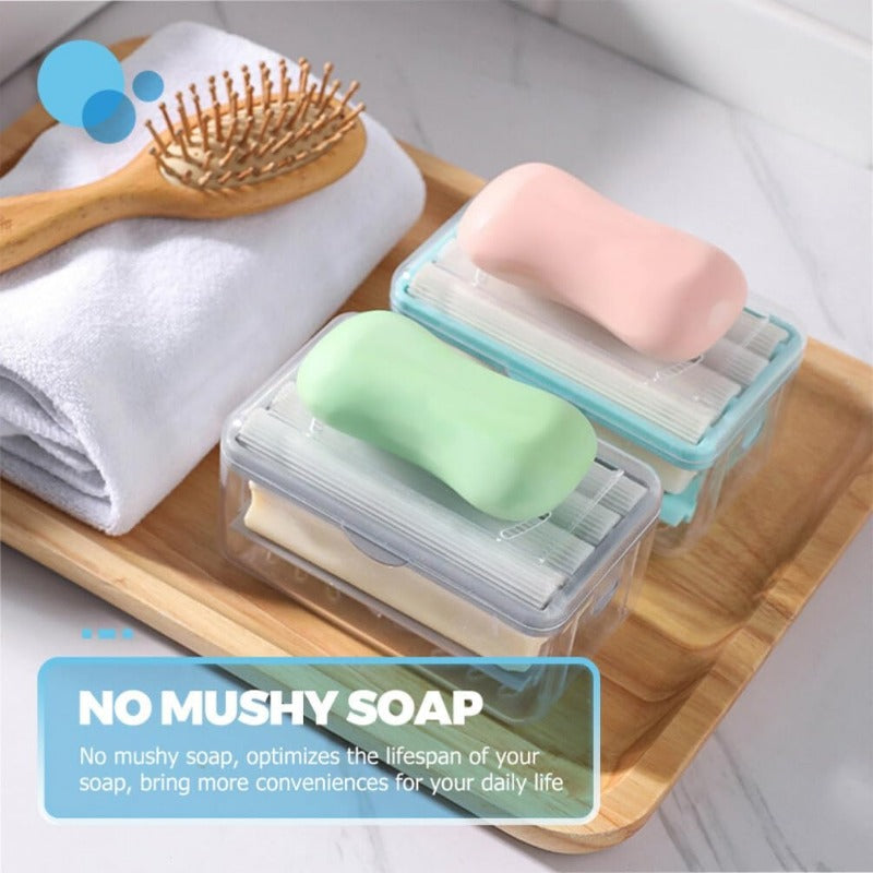 Soap Dish with Rollar Soap Box Easy Carry Soap Dish with Lid